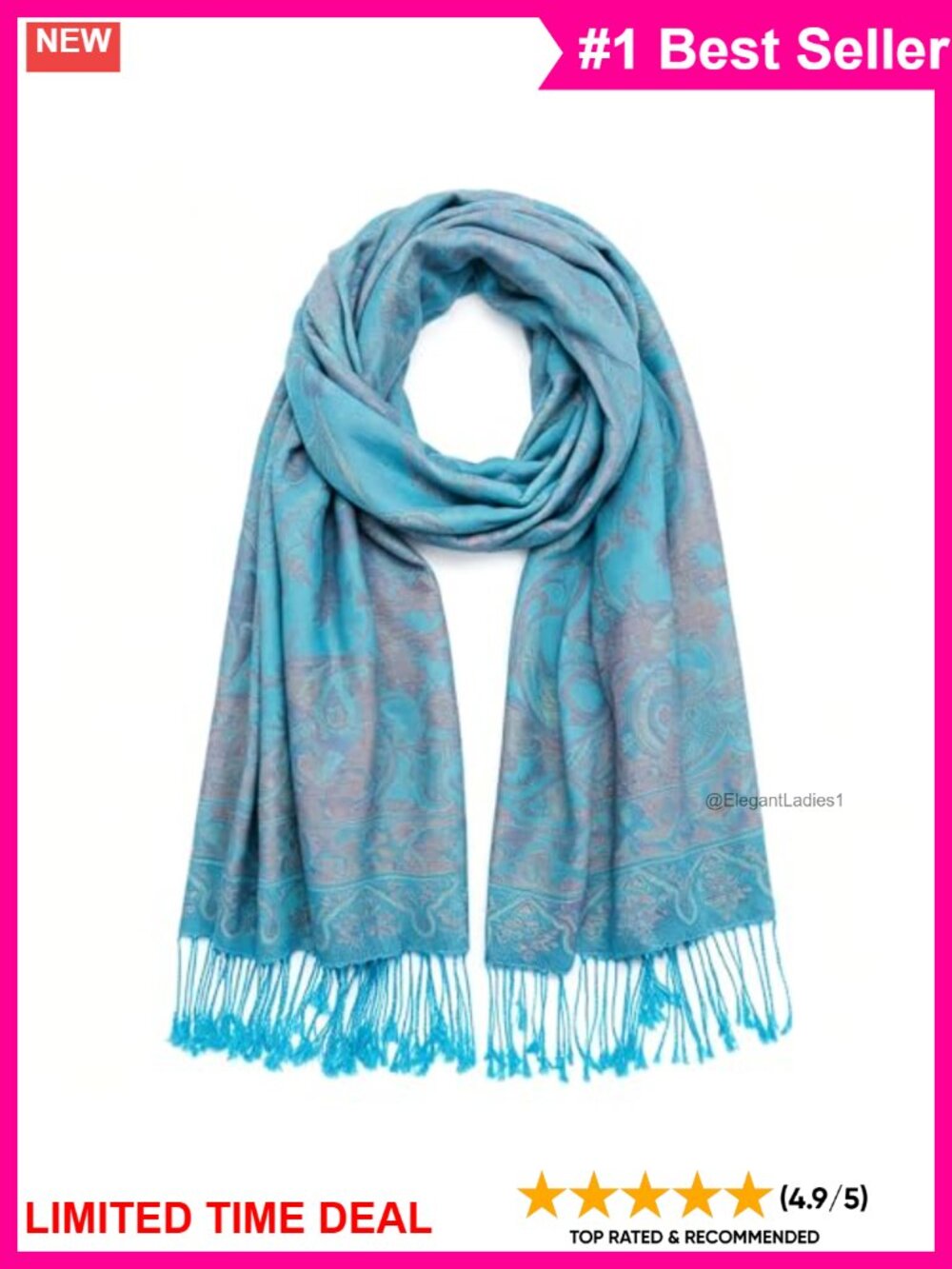 Reversible Paisley Pashmina Shawl Wrap Fringe Viscose Acrylic Silk